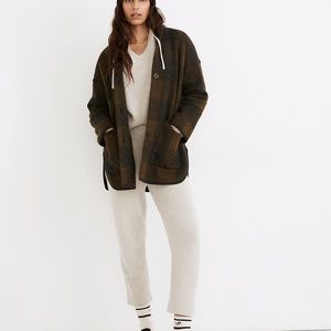 Madewell Plaid Jacket in Black and Green/Brown